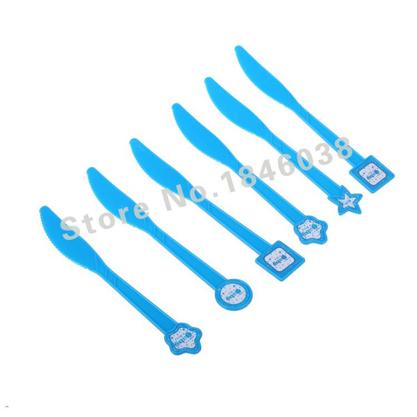 Wholesale-6pcs/pack Baby Boy Theme Party Plastic Knife Birthday Party Decroation Suppliesparty on the table