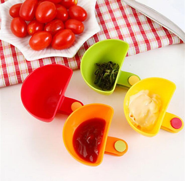 4 Colors Dip Clips Kitchen Bowl Kit Tool Small Dishes Spice Clip For Tomato Sauce Salt Vinegar Sugar Flavor Spices Cooking Tools