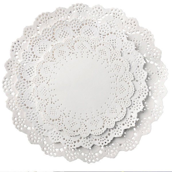 32pcs/lot Placemat Wedding Baptism Birthday Party Cute White Round Lace Food Paper Mats Pads Craft Cake DIY Decoration