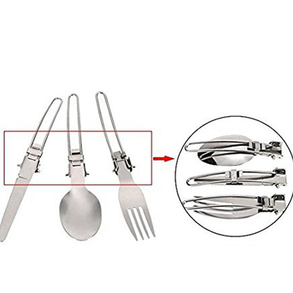 3 in 1 high quality Foldable Outdoor Camping Picnic Tableware High Quality Stainless Steel Folding Fork