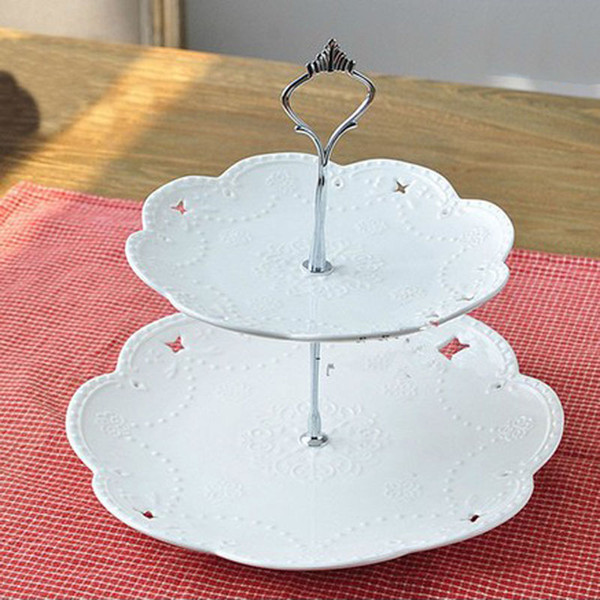 Wholesale-Hot Sale!!!1 Set 2 or 3 Tier Cake Plate Stand Handle Crown Fitting Metal Wedding Party