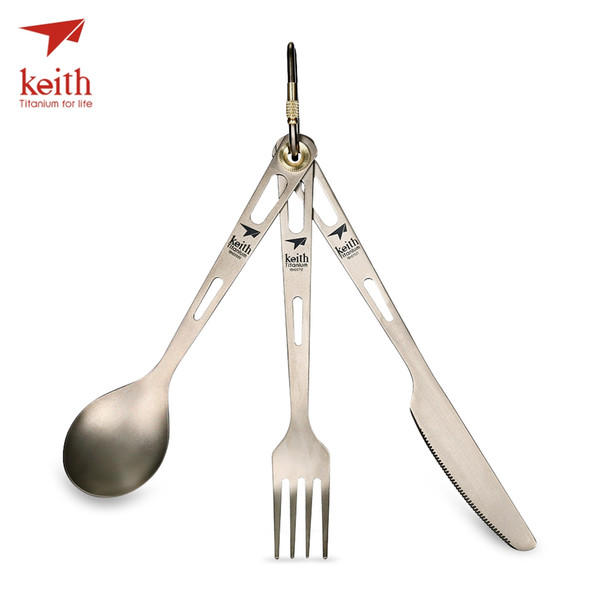 Keith Portable Outdoor Cutlery Set Pure Titanium Knife Fork Spoon