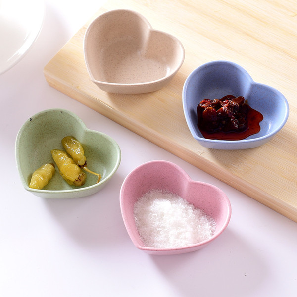 4pcs/set Household Soy Tomato Sauce Salt Vinegar Flavor Spices Plate Wheat Straw Seasoning Dish Tableware Small Breakfast dish