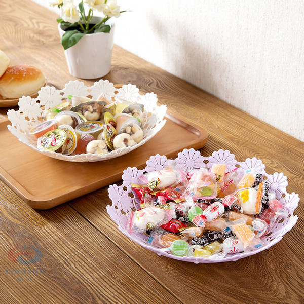 Fashionable Hollow Out Plastic Fruit Plate Europe Style Snack Plate Nuts Plates Fruit Basket Cake Plates