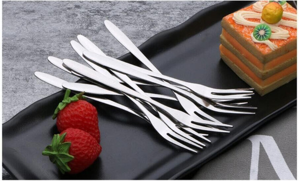 Stainless Steel Dessert Cake Fruit Forks Tableware Household for Party FlatwareLong Handle Thickness Table Fork Set