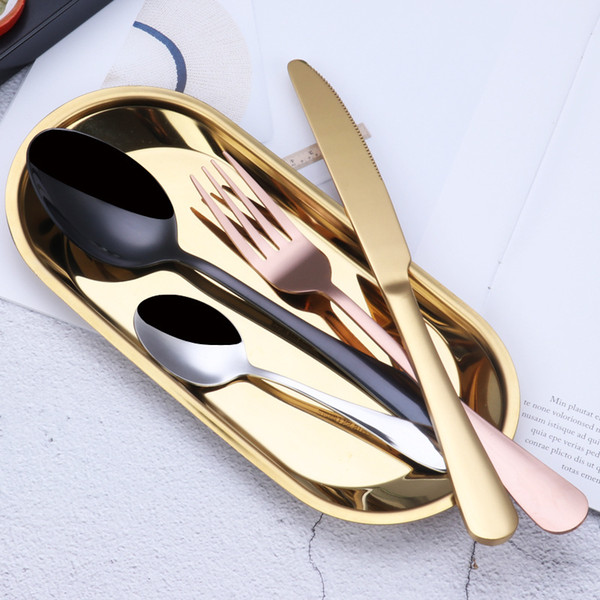 4PCS Gold Cutlery Knife Set Stainless Steel Hotel Food Tableware Flatware Steak Knives Forks Spoons Western Dinnerware Sets