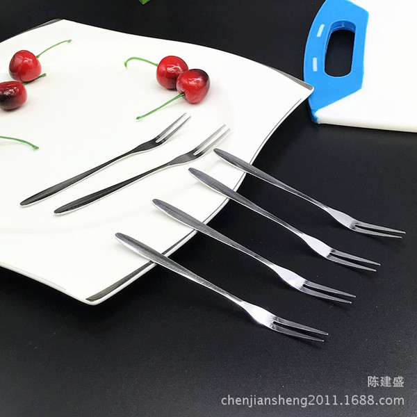 Stainless steel smooth body with two teeth fruit fork fruit sign dessert mooncake cake fork