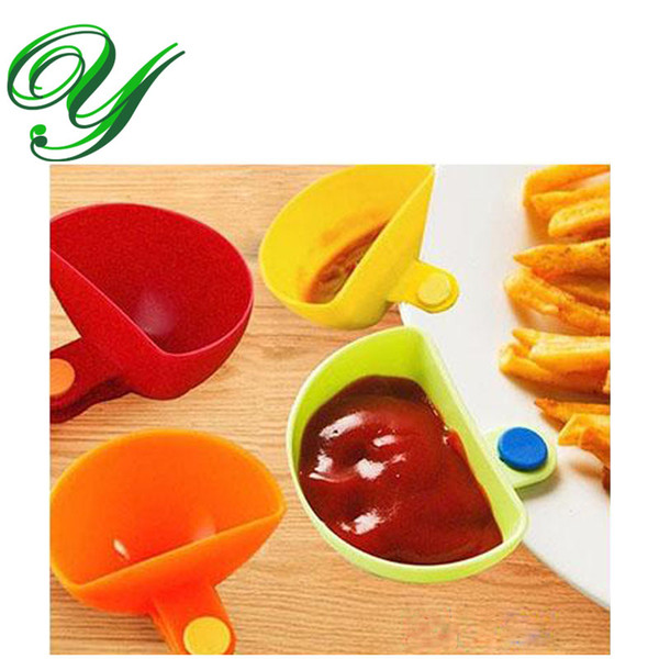 Dipping saucers bowl dip clips dinner dressing plates small dish bright colors food grade PP salad buffet serving tray kids plastic plates