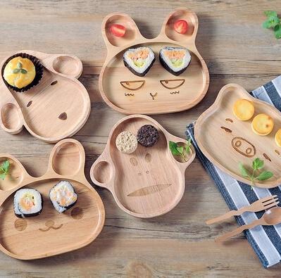 Lovely wood cartoon animal children tableware zakka dishes plates Japanese children tableware Kita Kiwakiko free shipping