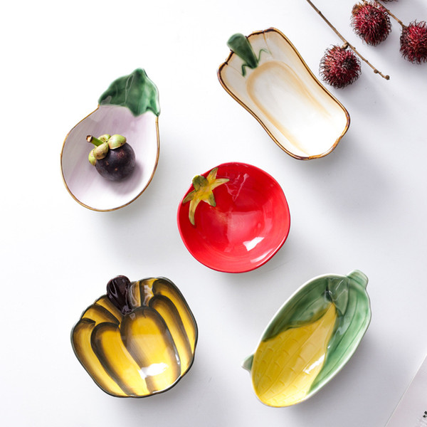 Creative Dinnerware Fruit Vegetable Plates OEM Ceramics Salad Japanese Style Cute Dishes for Sale