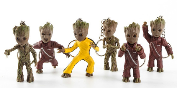 8 Types Mini Groot Figures Movie Guardians of The Galaxy Keychain Pendant Model Toy Best Gifts