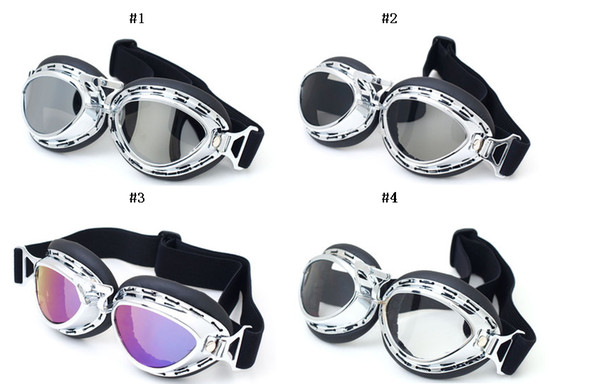 Free shipping 20pcs/lot Korean-style motorcycle goggles Harley silver plated frame can be revent wind rain protect eye well T03