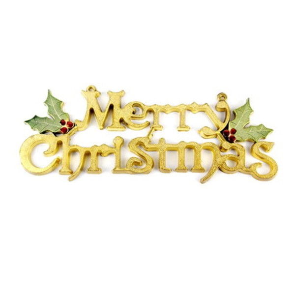 2017 Christmas decoration supplies mall Merry Christmas creative gold Color plastic letter leaf door wholesale Children gifts festival party
