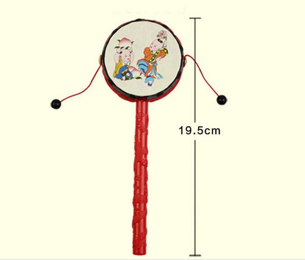 19*6.5cm The drum-shaped rattle Classic traditional Baby Toys rattle-drum Festive & Party Supplies