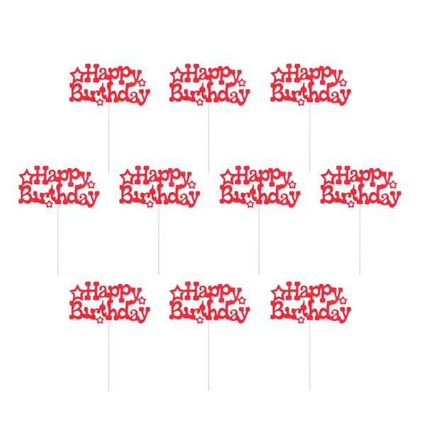 100 Pcs Happy Birthday Cake Topper Creative Dessert Cake Decorations Children Kids Baby Boy Girl Adult Party Decoration Supplies