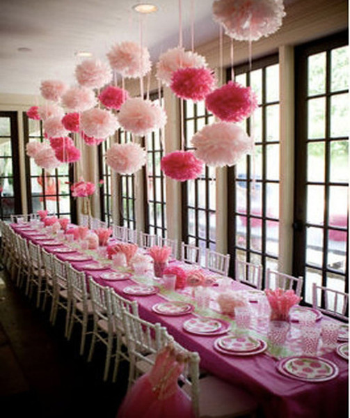 Tissue Paper Flowers paper pom poms balls lanterns Party Decor Craft Wedding 10pcs cute babyshower decoration 15cm 6 inch