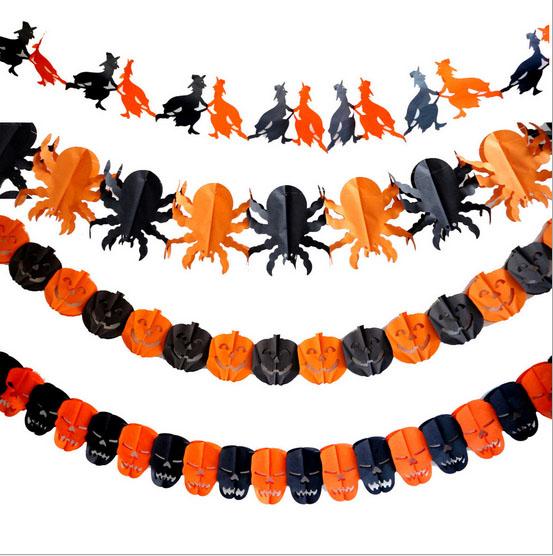 Halloween Paper Garland Decorations Spinder Pumpkin Witch Ghost Spider Skull Shape H-0064 20 pcs/lot wholesale