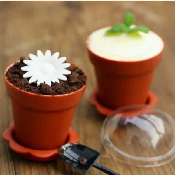 4 Colors Upick--20pcs/lot Creative flower pot cake cups and shovel tiramisu decor ice cream decor for wedding birthday party