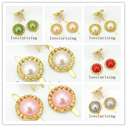 13 Colors-50pcs Gold Plated Pearl Brads 1/2