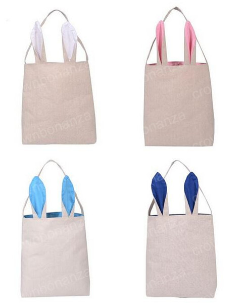 New 10styles Cotton Linen Easter Bunny Ears Basket Bag For Easter Gift Packing Easter Handbag For Child Fine Festival Gift 255*305*100mm