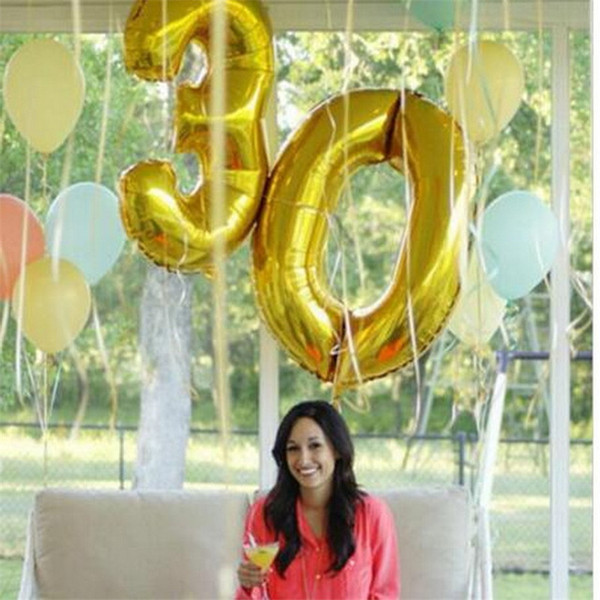 32 inches 0-9 Number Gold/ Foil Balloons Digit air Ballons Birthday Party Wedding Decor Air Baloons Event Party Supplies