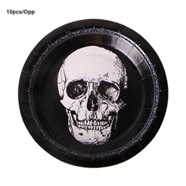 Halloween Paper Plates 10pcs/Opp 2018 New Design Halloween Ghost Pumpkin Cartoon Pictures For Theme Party Supply