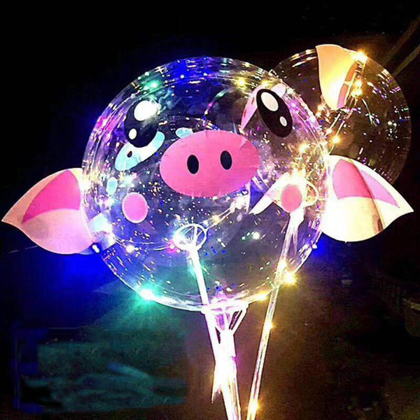 Quality Piggy BOBO Balloon LED Cartoon Cute Animal Balls 3m LED Luminous Lights String Balloon Balls Birthday Wedding Party At Stock