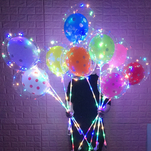HOT LED bobo ball light up bobo balloons with handle + 3m led lights string transparent clear bobo balloons LED Gadget wholesale Fast Delive
