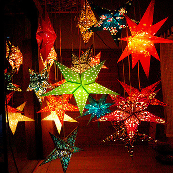 New Colored Printed Star Paper Lantern 60CM For Christmas Wedding Party Decorations Led Paper Lampshades With Fast Delivery