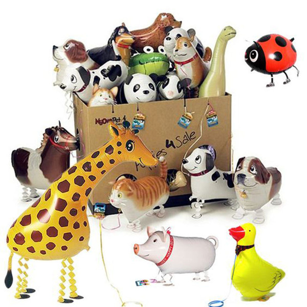 New Walking Pet Animal Helium Aluminum Foil Balloon Automatic Sealing Kids Balloon Toys Gift For Christmas Wedding Birthday Party Supplies