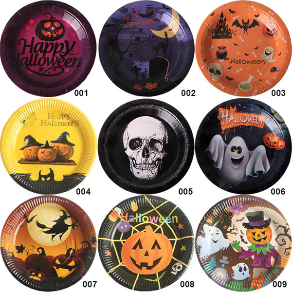 Wholesale 10pcs/bag Halloween Party Disposable Tableware Party Paper Plates Cups Halloween Party Paper Festival Supplies