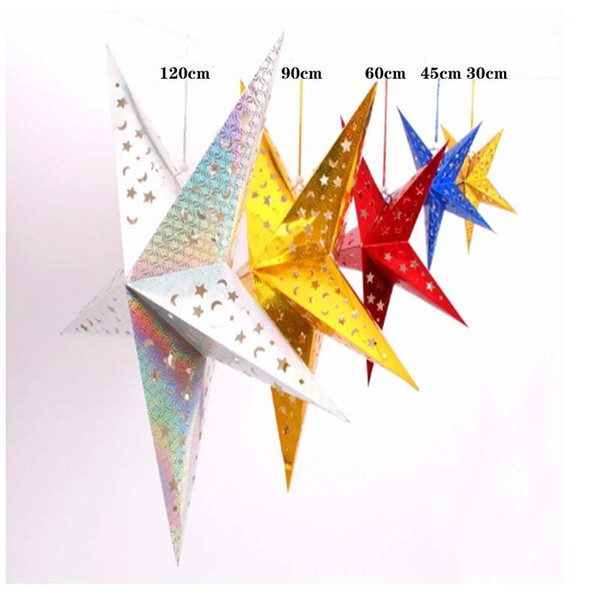 Wholesale DIY Star Paper Lantern Lamps Hanging 30/45/60/90/110CM Patriotic bbq Winter Holiday Party Decorations