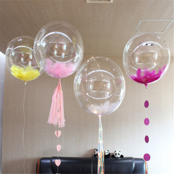 Wholesale 24 inch No Wrinkle Bobo Transparent Clear Balloons Marriage Wedding Decro Helium Inflatable Balls Kids Lovers Gifts Toys