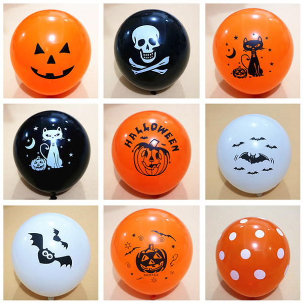 Halloween Balloons Latex Pumpkin 12inch Pumpkin bat ghost halloween Orange Black balloons supplies Party Decor props With Fast Delivery
