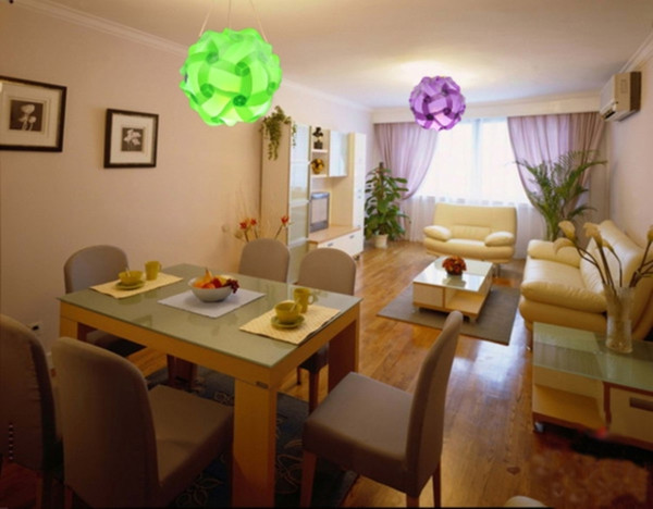 30pcs 25cm Promotion PP DIY Modern Pendant Ball Novel IQ lamp Shade Jigsaw Puzzle Pendants Lights LED Ceiling Lampshade For Festival Decor