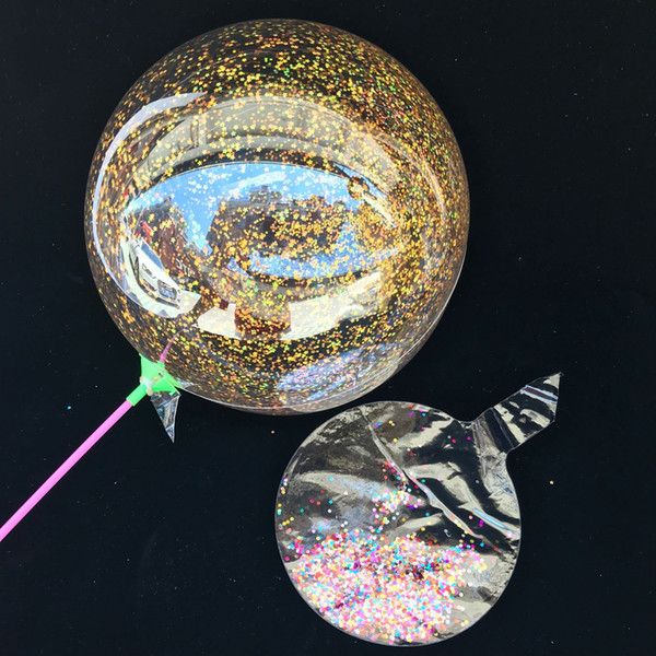 18 inch No Wrinkle Bobo Transparent Clear Balloons With Sequins Marriage Wedding Decro Helium Inflatable Balls Kids Lovers Gifts Toys