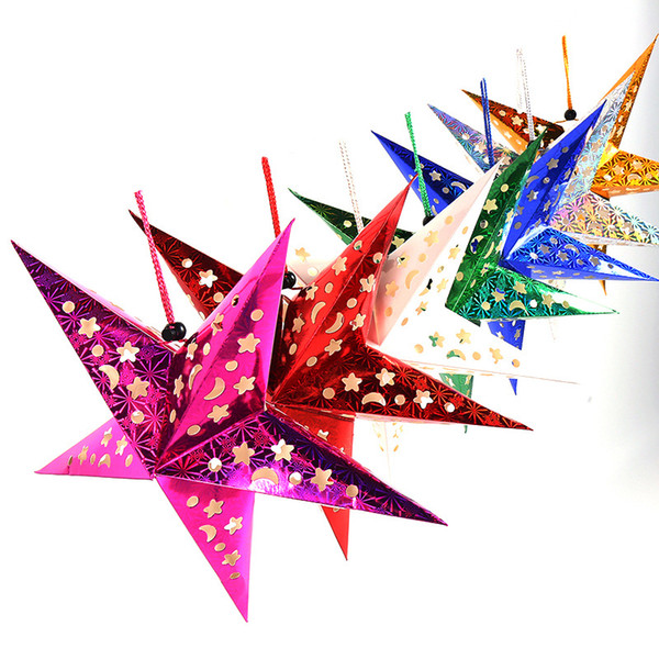 Hot Star Paper Lantern Top Grade Quality Lamps 30CM Hanging Winter Holiday Patriotic BBQ Party Decorations Fashion Christmas Lanterns