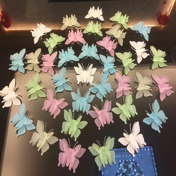 Novetly Wall Sticker Glow Wall Stickers Decal Baby Kids Bedroom Home Decor Color Butterfly Luminous Fluorescent 3D stiker