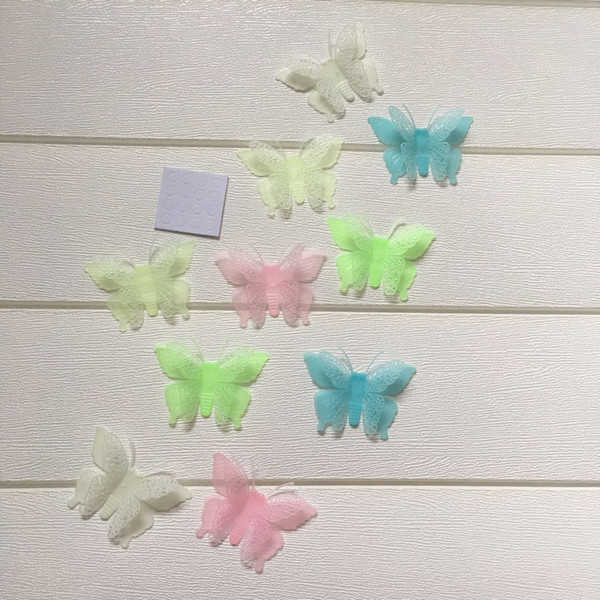 Quality Factory Direct Luminous Butterfly Sticker 7.8CM Simulation Butterfly Plastic Crafts 3D Stereo Luminous Butterfly Wall Sticker