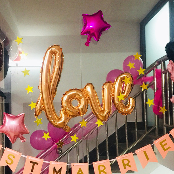 Ligatures LOVE Letter Foil Balloon 22inc Anniversary Wedding Valentines Birthday Party Decoration Champagne Cup Photo Booth Props