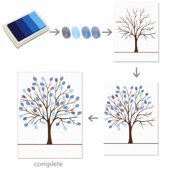 Personality Customized Canvas Wedding Fingerprint Tree Signature Guest Book Painting With Ink Pad DIY Deration Picture