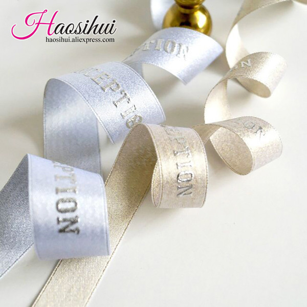 7/8''(23mm) Custom Logo DIY weft ribbon Wedding & Personalized packing and marriage customized logo ribbon/gift packaging