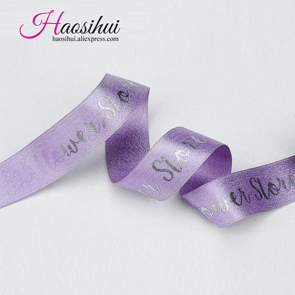 5/8''(16mm) Custom ribbon logo printed pack decoration brand logo weft gift ribbons for decoration 100yards lot