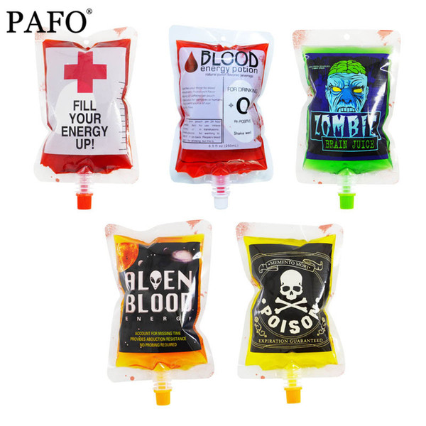 20 PCS/Set 250ml Transparent Clear Medical PVC Material Reusable Blood Energy Drink Bag Halloween Vampire Pouch Props Freeshipping