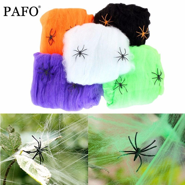 2018 Halloween Scary Party Scene Props White Stretchy Cobweb Spider Web Horror Halloween Decoration For Bar Haunted House