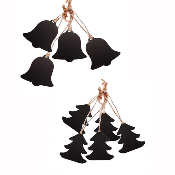 Wooden Hanging Mini Chalkboard Ornaments Christmas Tree Socks Bell Shape Wood Blackboard Signs Wine Tags Message Board Xmas Banner Decor