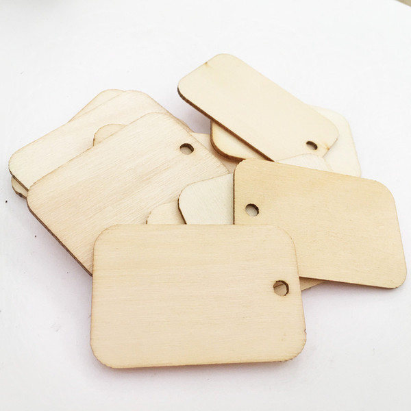 Unfinished Wood Tags Luggage Gift Tag Labels 52x34mm Blank Wooden Tag Present Party Wine Decoration 100PCS/lot