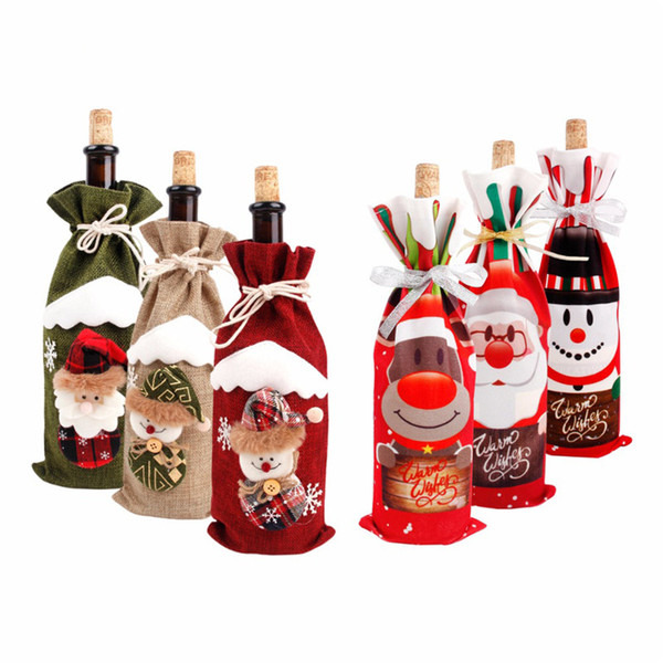 Christmas Decorations for Home Santa Claus Wine Bottle Cover Snowman Stocking Gift Holders Xmas Navidad Decor New Year