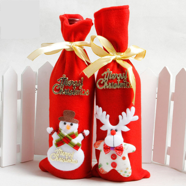 Wine Bottle Covers Bags Cute Christmas Sweater Christmas Table Decoration Snowman Santa Claus Ornaments Home Party Decor