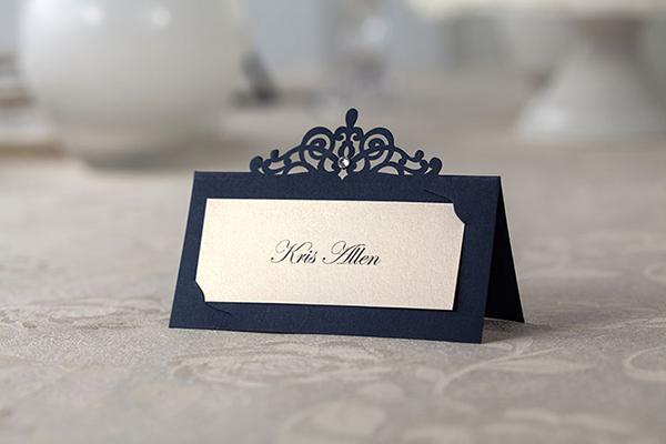 50PCS Wedding Table Card Decoration Laser Cut Crown Party Place Card Royal Blue Wedding Party Guest Name Place Card Holder Customized